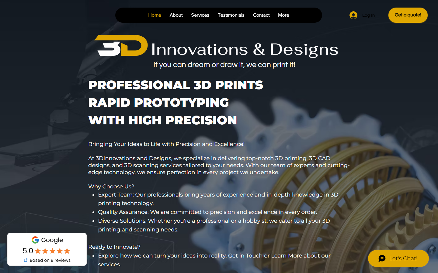 3D Innovations & Designs homepage